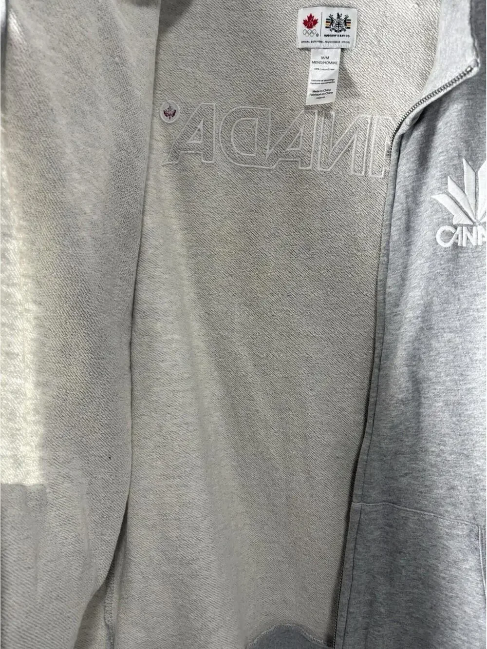 Hudson's Bay CO HBC Gray Sweatshirt Zip-up Men’s Medium - Picture 9 of 15